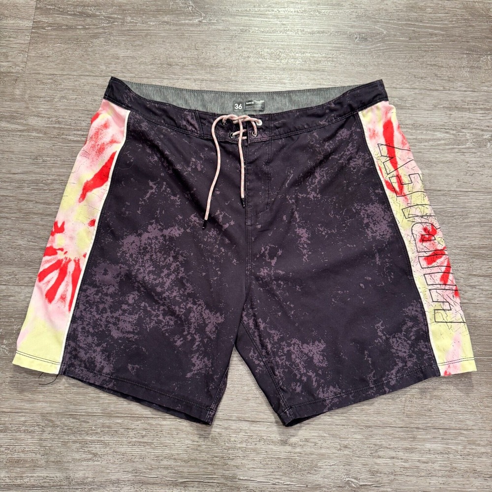 Hurley Board Shorts Mens 36 Gray Phantom Stretch Fit Surf Trunks Drawstring 7"